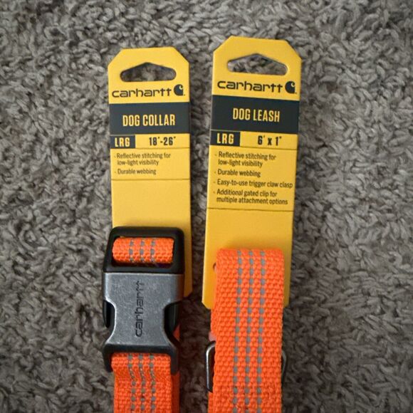 NEW Carhartt Dog Leash 6'X 1" & Collar Large Neck 18"- 26" Orange Reflective - Picture 2 of 5